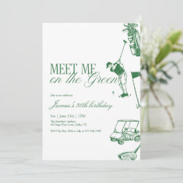 Vintage Golf Birthday Party Meet Me On the Green Kaart