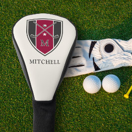 Vintage Golf Crest Crossed Clubs Initial Red Black Golfheadcover