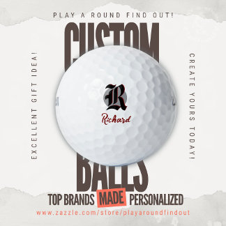 Vintage Golf Dad Monogram Old English Initials Golfballen