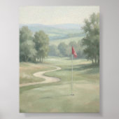 Vintage Golf Groen met Vlag Muurkunst Poster (Voorkant)