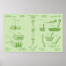 Vintage Golf Patent Poster 2 Verse Groen