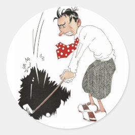Vintage golf sportshumor, grappige dwaze golfer ronde sticker