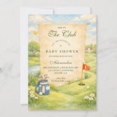 Vintage Golf Storybook Baby Shower Kaart (Voorkant)