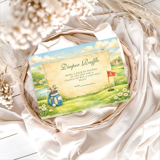Vintage Golf Storybook Diapper Raffle Informatiekaartje