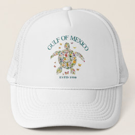 Vintage Golf van Mexico Est 1550 Bloemenschildpad Trucker Pet