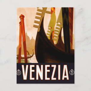 Vintage Gondola Venezia Italië Reis Briefkaart