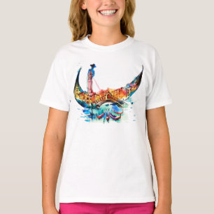 Vintage Gondola Venice City Travel Love Waterverf T-shirt