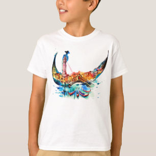 Vintage Gondola Venice City Travel Love Waterverf T-shirt