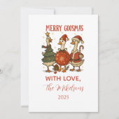 Vintage Goose Christmas Feestdagenkaart (Voorkant)
