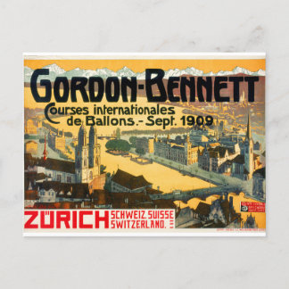 Vintage Gordon-Bennett Balloon Race Zurich 1909 Briefkaart