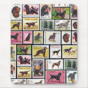 Vintage Gordon Setter Postzegels van de Wereld Mui Muismat