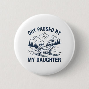Vintage Got Ped Door Mijn Dochter Grappig Skien Re Ronde Button 5,7 Cm