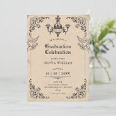 Vintage gothic arch angels graduation kaart (Staand voorkant)