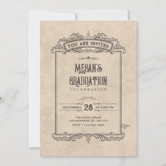 Vintage gothic arch graduation kaart (Voorkant)