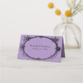 Vintage Gothic Black Toile Cross Purple Wedding Plaatskaartje (Achterkant)