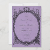 Vintage Gothic Black Toile Purple Wedding Kaart (Voorkant)