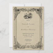 Vintage Gothic Black Toile Skull Tan Wedding Kaart (Voorkant)