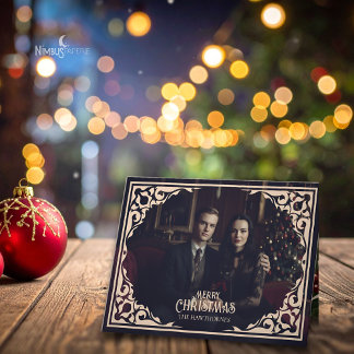 Vintage Gothic Folded Holiday Card Feestdagen Kaart