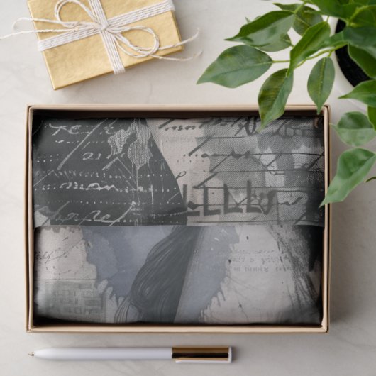 Vintage Gothic Girl & Raven Decoupage Tissuepapier (Geschenk)