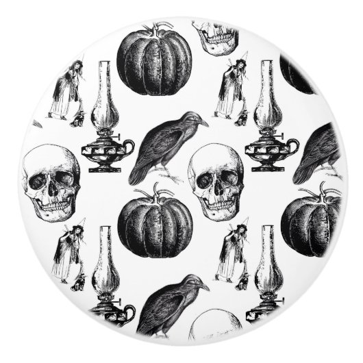 Vintage Gothic Halloween Ceramic Drawer Knob Keramische Knop (Voorkant)