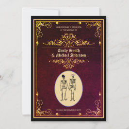Vintage Gothic Skeleton Wedding Verloving Kaart