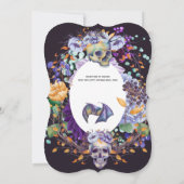 Vintage gothische schedels paarse sinaasappel bloe kaart (Achterkant)