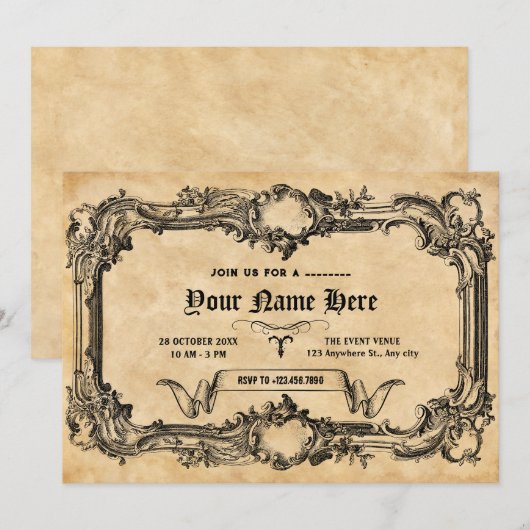 Vintage gotisch kaart (Voorkant / Achterkant)