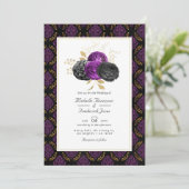 Vintage Gotische Bloem QR Code RSVP Bruiloft Kaart (Staand voorkant)