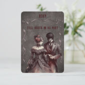 Vintage Gotische Bruid en Bruidegom RSVP (Staand voorkant)