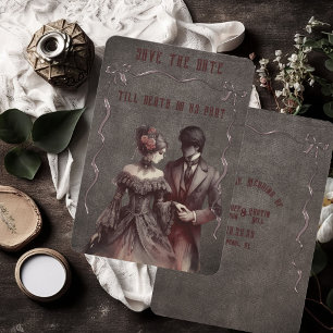 Vintage Gotische Bruid en Bruidegom Save The Date