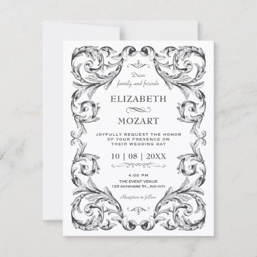 Vintage gotische bruiloft kaart (Voorkant)