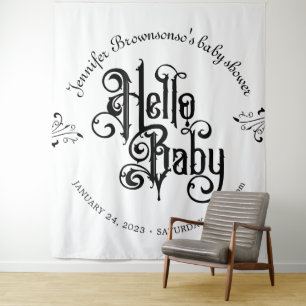 Vintage Gotische donkere hallo babyshower achtergr Wandkleed