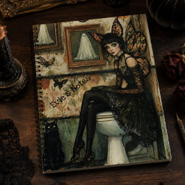 Vintage Gotische Fee op Toilet Halloween Maatwerk Notitieboek