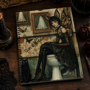 Vintage Gotische Fee op Toilet Halloween Maatwerk Notitieboek
