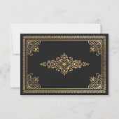 Vintage Gotische Gouden Victoriaanse Trouw-RSVP RSVP Kaartje (Achterkant)