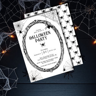 Vintage Gotische Griezelfees Spiderweb Halloweenfe Kaart