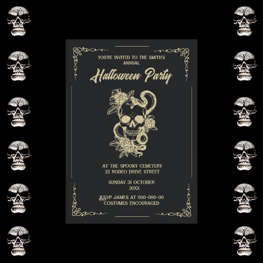 vintage gotische griezelige halloween kaart