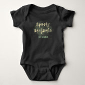 Vintage Gotische Griezelige Schedel Baby Halloween Romper (Voorkant)