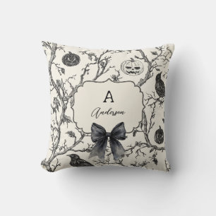 Vintage gotische Halloween familienaam & monogram Kussen