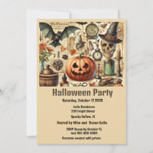 Vintage Gotische Halloween-feest  Kaart