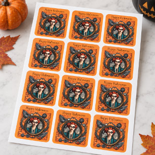 Vintage Gotische Halloween Koele Heks Vierkante Sticker