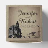 Vintage Gotische Huis Trouw Favorietendoos Bedankdoosjes (Bovenkant)