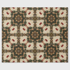 Vintage Gotische Kerst Kaleidoscoop Patroon Cadeaupapier