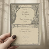 Vintage Gotische Middeleeuwse Bosrand Bruiloft Kaart