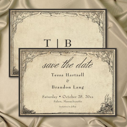 Vintage Gotische Middeleeuwse Perkamenten Bruiloft Save The Date