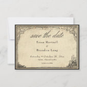Vintage Gotische Middeleeuwse Perkamenten Bruiloft Save The Date (Voorkant)