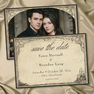 Vintage Gotische Middeleeuwse Perkamenten Trouwfot Save The Date