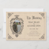 Vintage gotische oldschool fotobruiloft kaart (Voorkant)