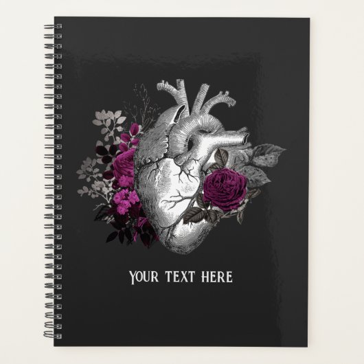 Vintage Gotische Paarse Bloemhart Planner (Voorkant)