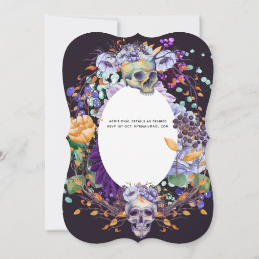 Vintage Gotische Paarse Sinaasappelkleurige Quince Kaart (Achterkant)